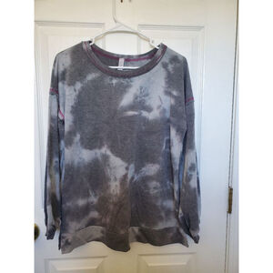 Women's honeyme Long Sleeve Top Size S Gray Tie Dye